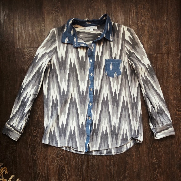DREW Tribal Pocketed Button Down, S - Picture 1 of 4